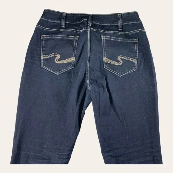 Silver Jeans Womens 36x30 Suki Slim Boot Mid Rise Stretch Dark Wash - Picture 10 of 13